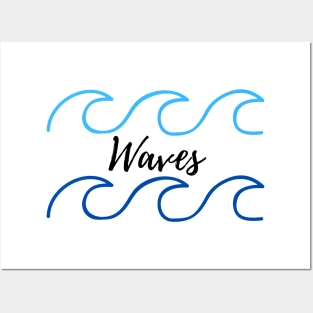 BLUE WATER WAVES ILLUSTRATION Posters and Art